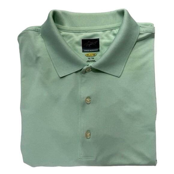 GREG NORMAN Mens Short Sleeve Shirt Polyester Pastel Green Breathable Comfortabl - Picture 1 of 7